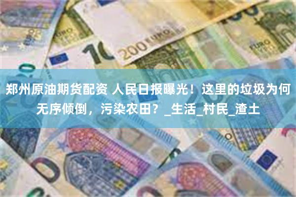 郑州原油期货配资 人民日报曝光！这里的垃圾为何无序倾倒，污染农田？_生活_村民_渣土